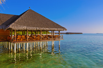 Cafe on tropical Maldives island