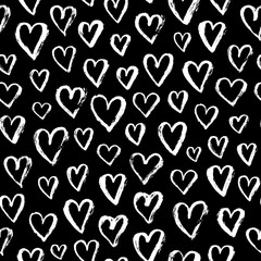 Vector fashion seamless pattern with hearts on Happy Valentines Day. Doodle style