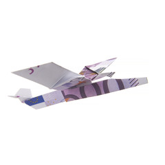 origami airplane from banknotes