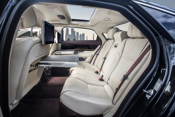 Rear seats of luxury expensive modern car