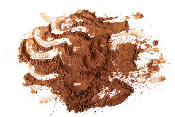 pile cocoa powder isolated on white background