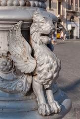 Statue of a Griffin on a street lamp in Catania, Sicily
