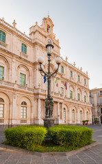 Naklejka premium The streetlight in the background building of the University in Catania