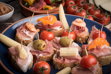 Tapas - spanish starters on table