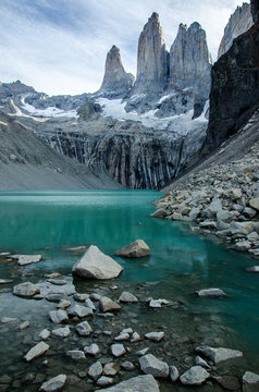 Torres mountains in famous chilean national park Torres del Paine