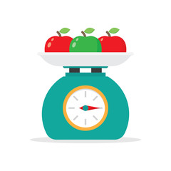 kitchen scales and apples