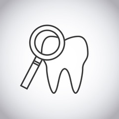 tooth and magnifying glass icon over white background. vector illustration