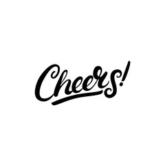 Cheers hand written lettering. Isolated on white background.