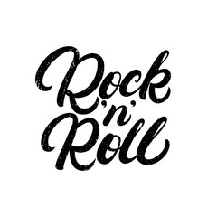 Rock and Roll hand written lettering text for tee print, banner, poster.
