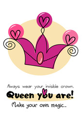 Royal pink crown / Inner beauty / You are beautiful vector stock design