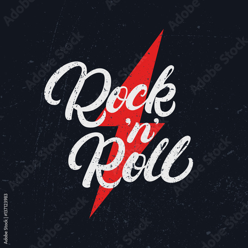  Rock and Roll hand written lettering text for tee print 