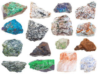 collection of various raw mineral stones isolated