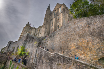 Stone steps going to Mont-Saint-Michel abbey, France - 137124775
