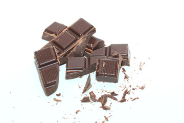 Pieces of a dark chocolate bar