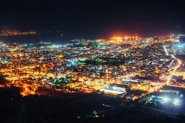 city with a night on the beach. Sicily Italy Europe