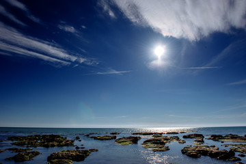 Obraz premium Scenic rocky coastline Cape Milazzo. Sicily, Italy.