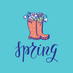 Spring season lettering card