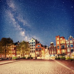 Fototapeta premium Beautiful calm night view of Amsterdam city.