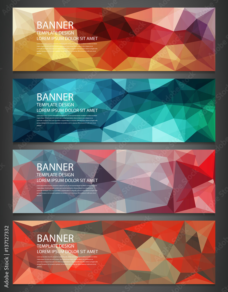 Canvas Prints polygonal banners with abstract multicolored mosaic background. vector