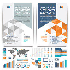 Brochure template design. Cover layout and infographics.
