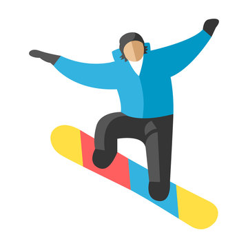 Snowboarder jump in pose people vector.