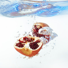 Garnet in the water on a white background