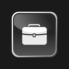 Briefcase icon on square web button and black background