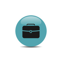 Briefcase icon on blue bubble and white background