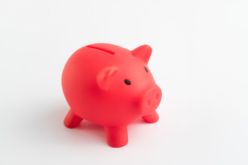 Red Piggy Bank Isolated on White