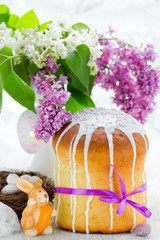 Paska or kulich Easter bread , Russian sweet bread for Easter
