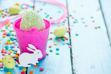 Colorful Easter background with decorative Easter egg
