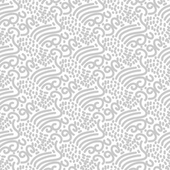 Chaotic grey strokes seamless vector pattern. Slender signs background texture for website substrate.