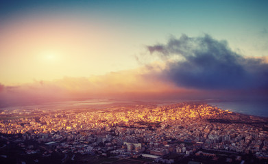 Spring panorama of sea coast city Trapany. Sicily, Italy, Europe