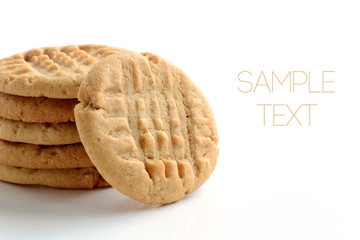 Peanut butter cookies on white background