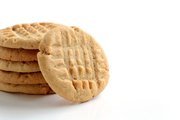 Peanut butter cookies on white background