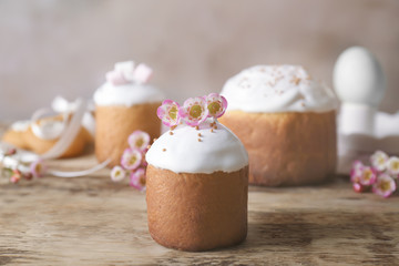 Easter cake on wooden table