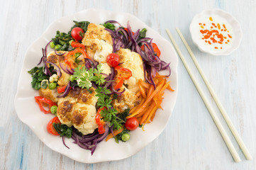 fried cauliflower and mixed vegetables