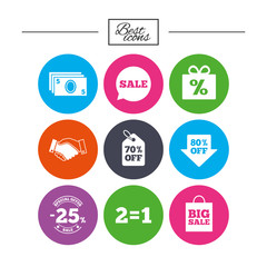 Sale discounts icon. Shopping, deal signs.