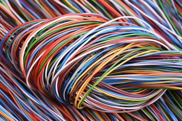 Colorful Electrical Cables Loop, Close-up