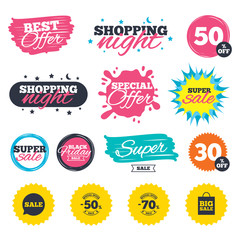 Sale speech bubble icon. Big sale shopping bag.