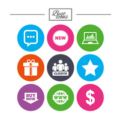 Online shopping, e-commerce and business icons.