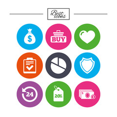 Online shopping, e-commerce and business icons.