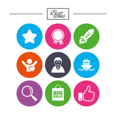 Online shopping, e-commerce and business icons.