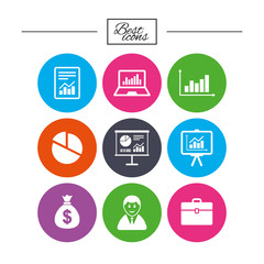 Statistics, accounting icons. Charts signs.