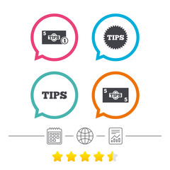 Fototapeta premium Tips icons. Cash with coin money symbol.