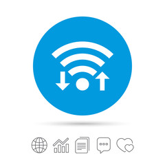 Wifi signal sign. Wi-fi upload, download symbol.