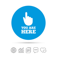 Obraz premium You are here sign icon. Info speech bubble.