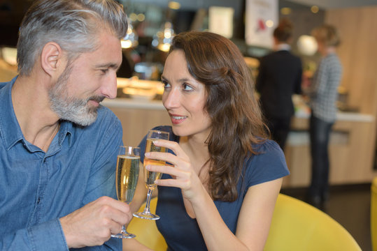 Couple toasting with champagne