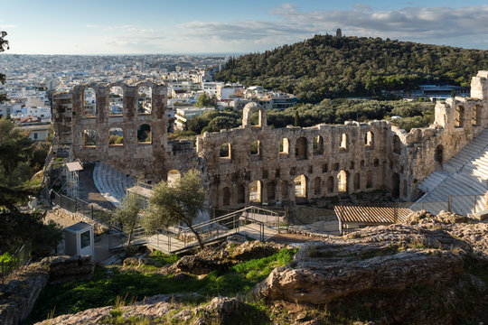 Ruins of Odeon of Herodes Atticus in the Acropolis of Athens, Attica, Greece