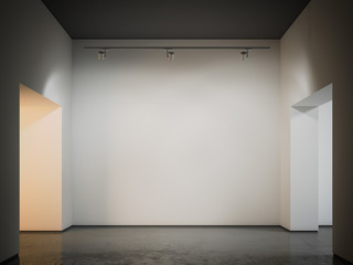 Naklejka premium Gallery with black ceiling. 3d rendering